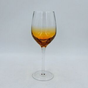 Pier 1 Imports Golden Amber Crackle White Wine Glass 8 3/4 Inches Tall Gold